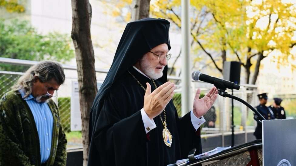 ⁨Salvatore Ambrosino⁩ ⁨Salvatore Ambrosino⁩ Photo His Eminence Archbishop Elpidophoros leads the commemoration in prayer, days before the 25th anniversary of America’s response to the 9/11 attacks. (Orthodox Observer/Dimitrios Panagos)